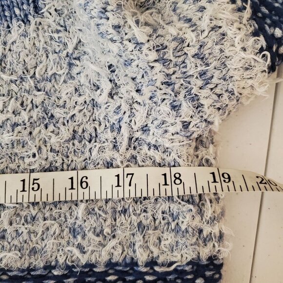 Lucky Brand Small Open Cardigan Blue Striped Knit‎ Textured Longline Fringe - Picture 5 of 12